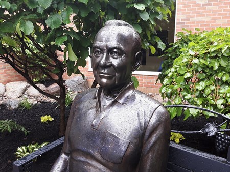 Phil Panelas - Latest life size bronze unveiled June 20th, 2019. Located at front entrance of Trenton Memorial Hospital, Trenton, Ontario, Canada 18559 3. phil panelas   bronze   sculptor   brett davis